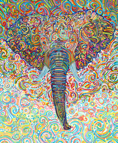 Painting titled "Elephant" by Natitota, Original Artwork