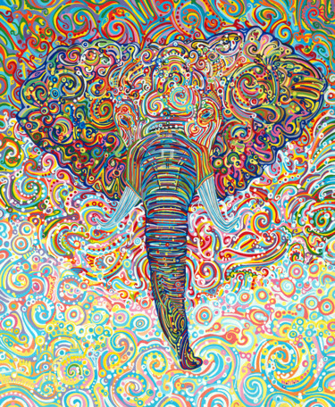 Peinture intitulée "Elephant" par Natitota, Œuvre d'art originale