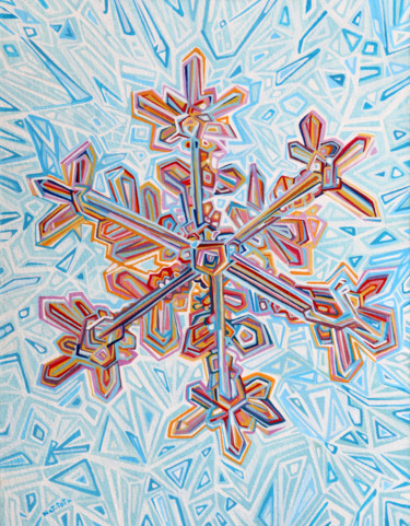 Peinture intitulée "Snowflake" par Natitota, Œuvre d'art originale