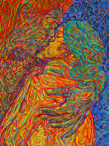 Painting titled "kiss" by Natitota, Original Artwork