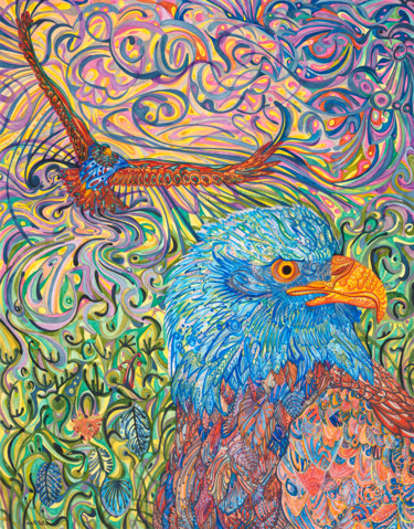 Pittura intitolato "Eagles" da Natitota, Opera d'arte originale, Acquarello