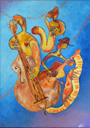 Painting titled "Musique à cœur" by Nati, Original Artwork, Acrylic