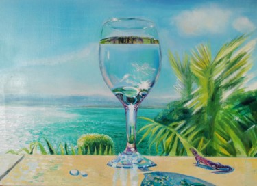 Peinture intitulée "glass" par Huber (Lapinus) Natalia, Œuvre d'art originale, Huile