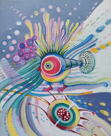 Bird Peinture intitulée "Bird" par Huber (Lapinus) Natalia, Œuvre d'art originale, Acrylique