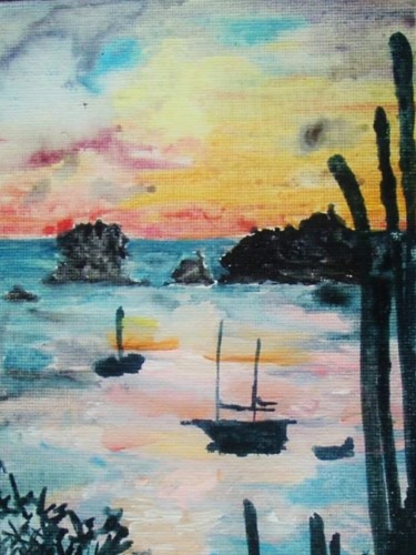 Painting titled "Antilles" by Nathalie Lange, Original Artwork