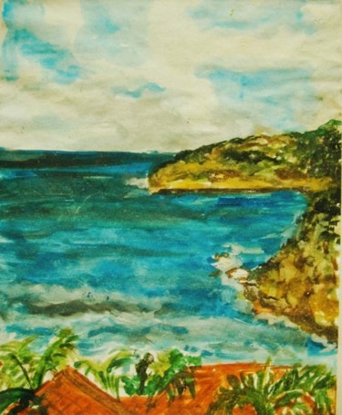 Painting titled "Anse des Cayes. St…" by Nathalie Lange, Original Artwork, Watercolor