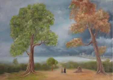 Malerei mit dem Titel "Die Wanderer" von Nataly Schirokov, Original-Kunstwerk, Öl