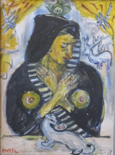 Painting titled "Дама с горностаем /…" by Natta Konysheva, Original Artwork