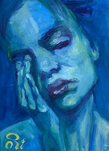 Painting titled "I am blue" by Natty Sviderskaya, Original Artwork, Oil