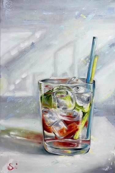 Painting titled "Strawberry Mojito" by Natty Sviderskaya, Original Artwork, Oil