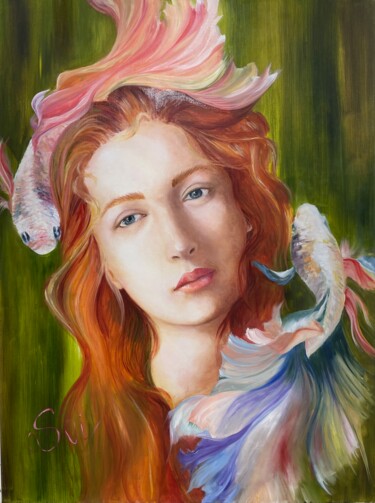 Painting titled "Undine" by Natty Sviderskaya, Original Artwork, Oil