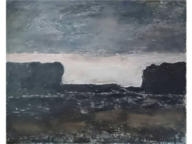 Peinture intitulée "Dark mountain" par Ričardas Vyšniauskas, Œuvre d'art originale, Huile