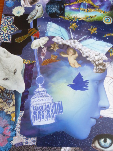Collages intitolato "Je rêve" da Nathalie Vanlaer, Opera d'arte originale, Collages