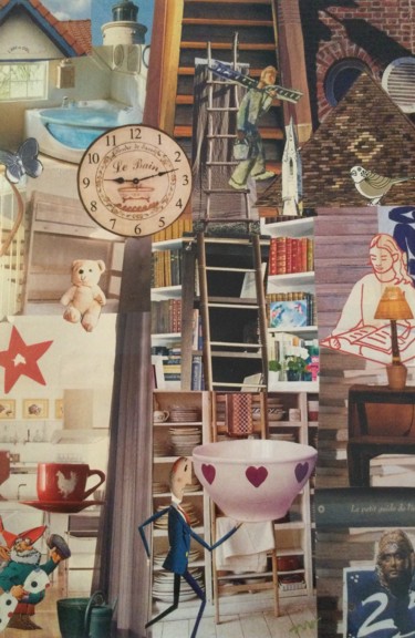 Histoire d'échelles Collages intitulée "Histoire d'échelles" par Nathalie Vanlaer, Œuvre d'art originale, Collages