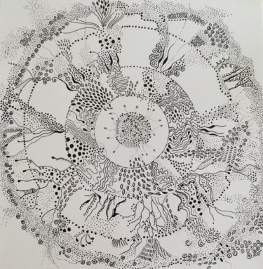 Drawing titled "Cellule" by Nathalie Vanlaer, Original Artwork, Ink