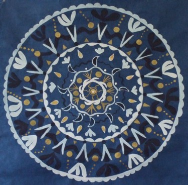 Malerei mit dem Titel "le mandala bleu" von Nathalie Vanlaer, Original-Kunstwerk, Acryl