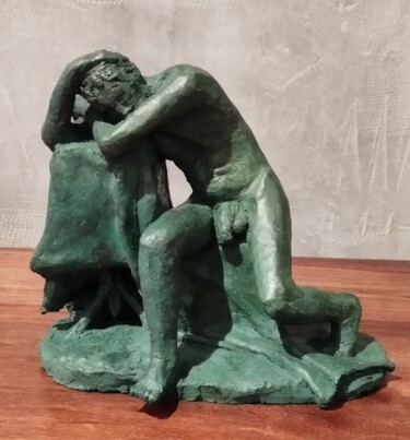 Sculpture intitulée "La pose masculine" par Naty'Milau-Hg, Œuvre d'art originale, Terre cuite