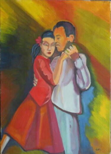 Peinture intitulée "le couple" par Natydelhommé, Œuvre d'art originale, Huile