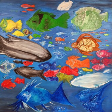 Une Bouteille à la Mer, Or 24 carats Painting titled "Une Bouteille à la…" by Natys.Tableaux, Original Artwork, Acrylic Mounted on Wood Stretcher frame