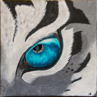 Картина под названием "L'oeil de tigre" - Nausicaa Scheidt, Подлинное произведение искусства, Акрил Установлен на Деревянная…