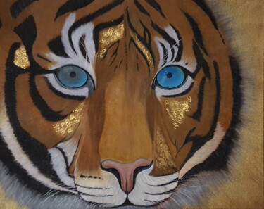 Pintura intitulada "Le tigre" por Nausicaa Scheidt, Obras de arte originais, Acrílico Montado em Armação em madeira