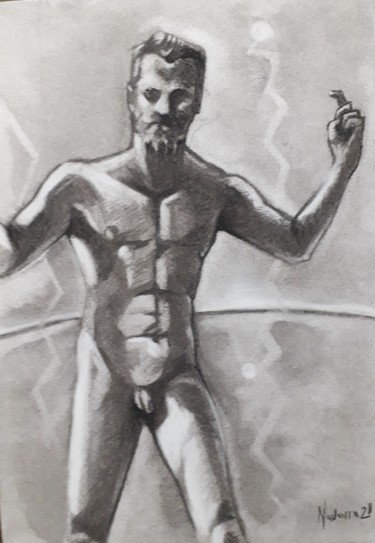 Drawing titled "Study for a painting" by Franco Navarro, Original Artwork, Charcoal