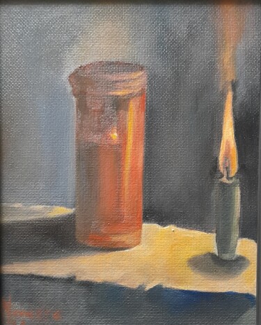Painting titled "Still Life with Can…" by Franco Navarro, Original Artwork, Oil