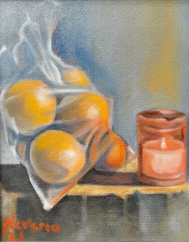 Painting titled "Still Life with Ora…" by Franco Navarro, Original Artwork, Oil