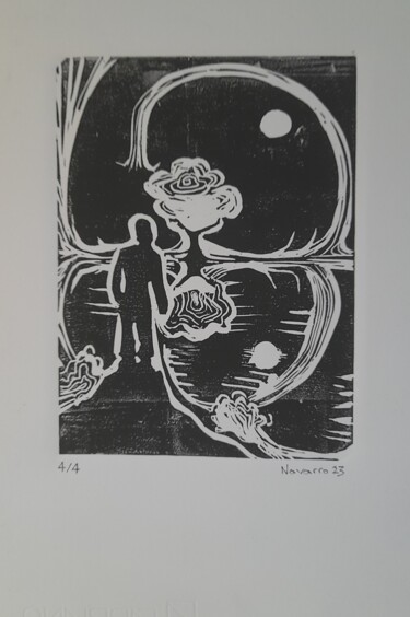 Gravures & estampes intitulée "Prior to Night Para…" par Franco Navarro, Œuvre d'art originale, Linogravures