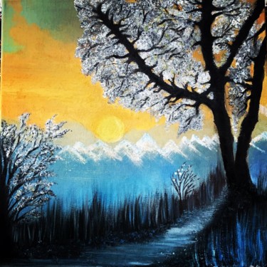 Painting titled "Sunset" by Mohad Lashkari, Original Artwork, Acrylic