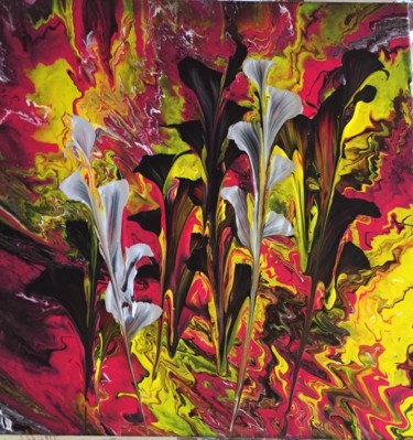 Peinture intitulée "Fleurs d’artifices" par Anne Rolin, Œuvre d'art originale, Acrylique