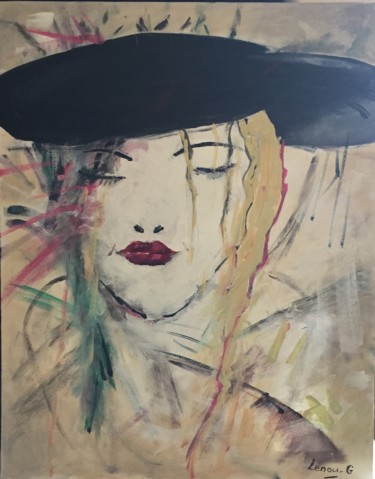 Peinture intitulée "La femme au béret" par Anne Rolin, Œuvre d'art originale, Acrylique