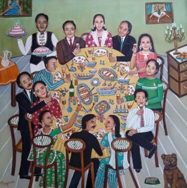Pintura intitulada "Celebration" por Nayanaa Kanodia, Obras de arte originais, Óleo
