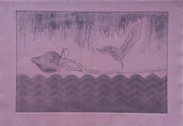 Druckgrafik mit dem Titel "Pink rose" von Nayeli, Original-Kunstwerk, Gravur