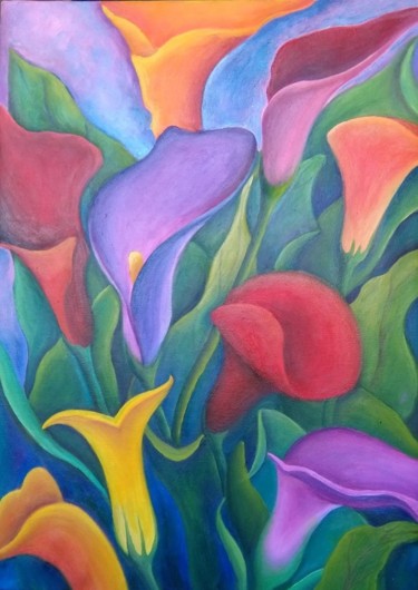 Painting titled "Calas de colores." by Nayeli, Original Artwork, Acrylic