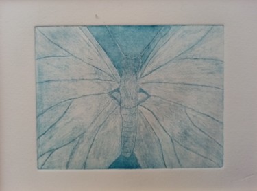 Druckgrafik mit dem Titel "Mariposa azul" von Nayeli, Original-Kunstwerk, Radierung