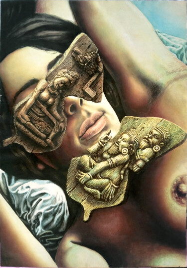 Картина под названием "Mariposa Oriental" - Nazabal, Подлинное произведение искусства, Масло