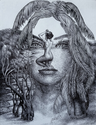 Desenho intitulada "La Brisa desde sus…" por Nazabal, Obras de arte originais, Tinta