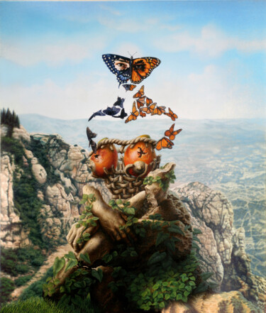 Pintura titulada "La Doble Metamorfos…" por Nazabal, Obra de arte original, Oleo Montado en Bastidor de camilla de madera