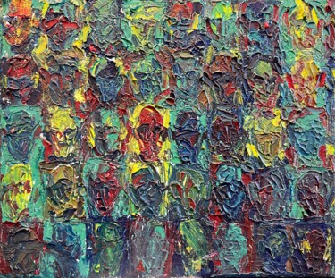 Painting titled "Faces" by Nazar Ivanyuk, Original Artwork, Oil Mounted on Wood Stretcher frame