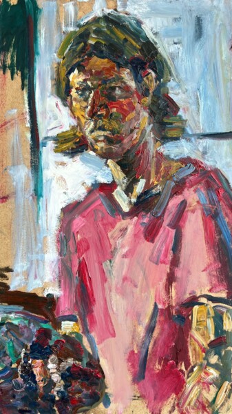 Malerei mit dem Titel "Self Portrait While…" von Nazar Ivanyuk, Original-Kunstwerk, Öl