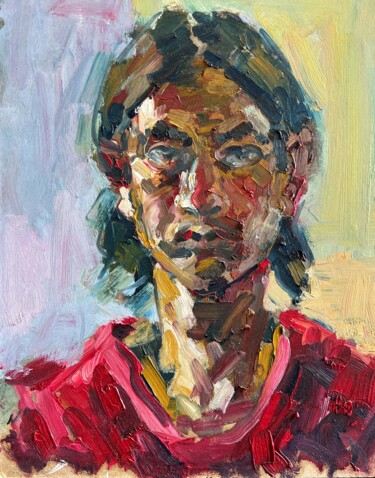 Malerei mit dem Titel "Self Portrait" von Nazar Ivanyuk, Original-Kunstwerk, Öl