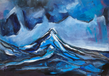Schilderij getiteld "Mount Kazbek. Cauca…" door Nazar Tuvakov, Origineel Kunstwerk, Acryl
