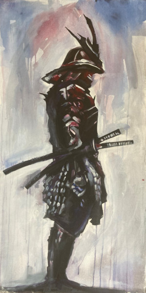 Painting titled "Samurai, Japanese w…" by Nazar Tuvakov, Original Artwork, Acrylic