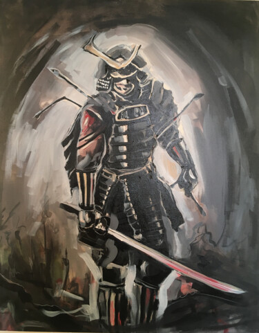 Pintura intitulada "Samurai on the batt…" por Nazar Tuvakov, Obras de arte originais, Acrílico