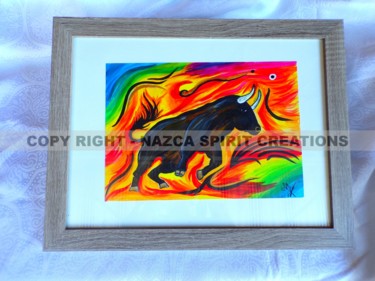 Painting titled "Sous Verre - Dessin…" by Nazca Spirit Bijoux, Original Artwork, Ink