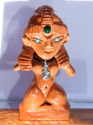 Sculpture titled "Statuette Divinité…" by Nazca Spirit Bijoux, Original Artwork, Clay