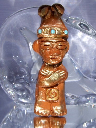 Sculpture titled "Statuette Sculpture…" by Nazca Spirit Bijoux, Original Artwork, Clay