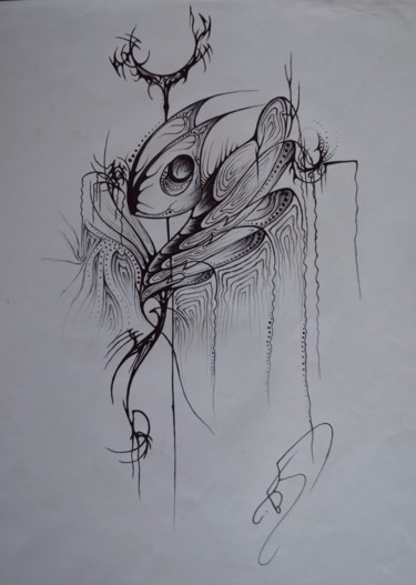 Рисунок под названием "butterfly" - Nino Beqauri, Подлинное произведение искусства, Шариковая ручка