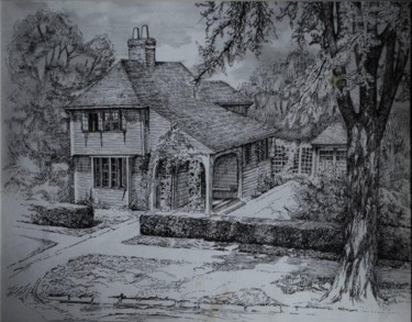 Drawing titled "house" by Nino Beqauri, Original Artwork, Ballpoint pen